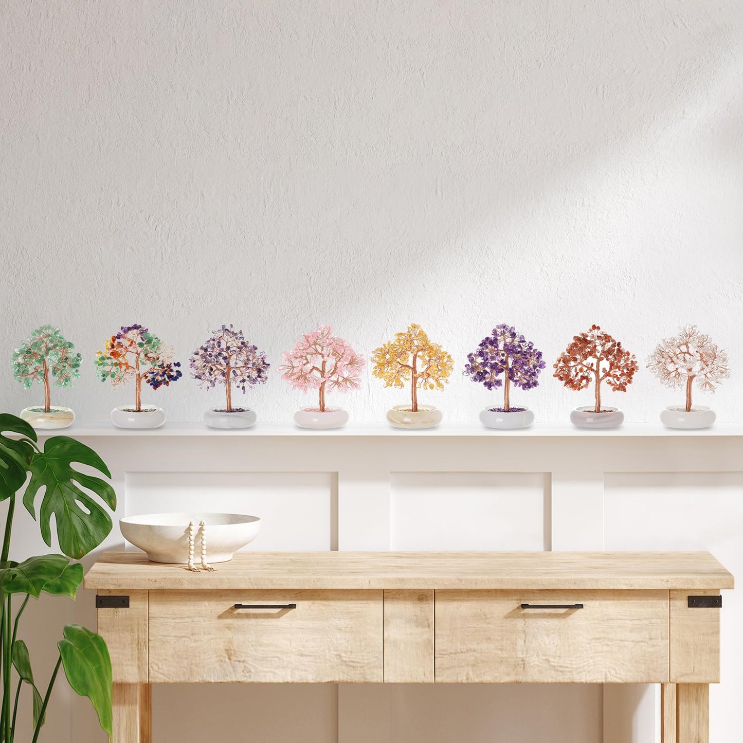 MAGIC AND MIRACLES Seven Chakra Crystal Trees, Bonsai Money Tree, Healing Stones, Crystal Tree of Life, Desk Decor, Home Decor, Unique Birthday Gifts for Women Mom