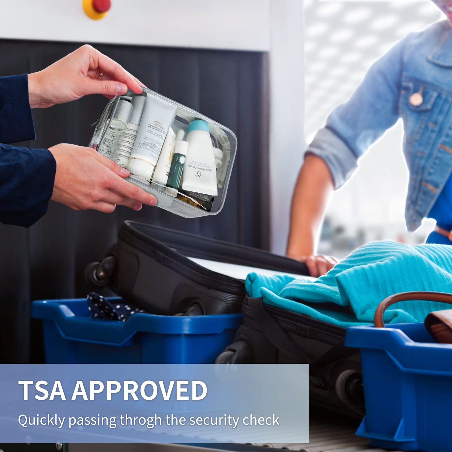 TISRATOK 12 PCS Clear Makeup Bag for Women with Zipper, TSA Approved Toiletry Pouch, Cosmetic Bag Bulk for Travel Organizer Essentials - Grey,Medium