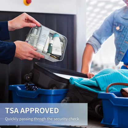 TISRATOK 12 PCS Clear Makeup Bag for Women with Zipper, TSA Approved Toiletry Pouch, Cosmetic Bag Bulk for Travel Organizer Essentials - Grey,Medium