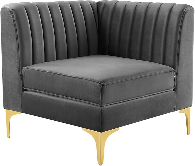 Modway EEI-4346-GRY Triumph Channel Tufted Performance Velvet Loveseat