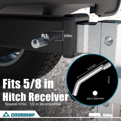 CROSSHIP 5/8-Inch Trailer Hitch Pin - No Clips Required - Lock Hitch Pin with Chrome Steel Pivot - Fits 2, 2-1/2 or 3-Inch Receiver, for B&W, Rhino, Curt Trailer Hitches Tow Replacement Pins