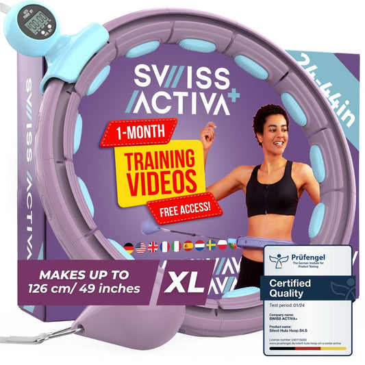 Swiss Activa+ S4.S XL Silent Hula Hoop |Improved XL Size, has 18 Comfort Links | Premium with Counter,Waist Size up to 69-126 cm |Infinity Hoop, Smart Weighted Hula Hoop for Women, Weight Hula Hoop.