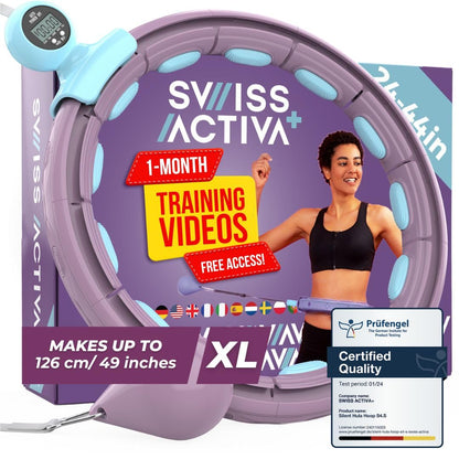 Swiss Activa+ S4.S XL Silent Hula Hoop |Improved XL Size, has 18 Comfort Links | Premium with Counter,Waist Size up to 69-126 cm |Infinity Hoop, Smart Weighted Hula Hoop for Women, Weight Hula Hoop.