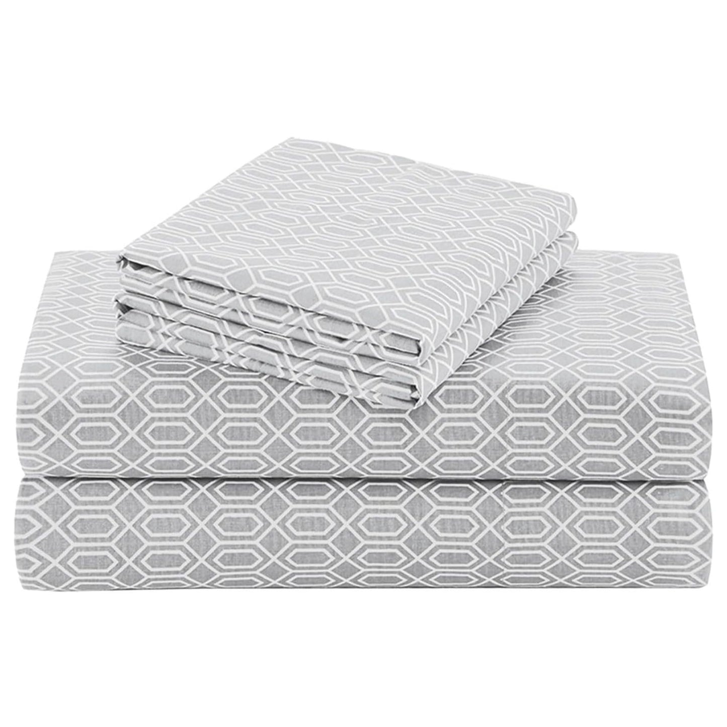 Comfort Spaces 100% Cotton Sheet Set Breathable, Lightweight, Soft with 14" Elastic Pocket Fits up to 16" Mattress, All Season Cozy Bedding, Matching Pillow Case, King Diamond Taupe 4 Piece