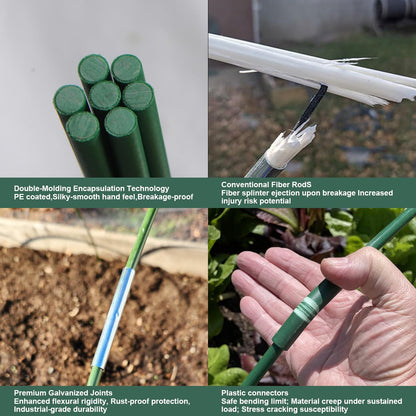 36PCS Garden Hoops for Raised Beds & 30PCS Tomato Clips, Greenhouse Hoops for Netting, Rust-Free Diameter 0.23” Fiberglass Plant Support Garden Stakes Can Cover 2.8ft-3.5ft in Width (36PCS+30 Clips)