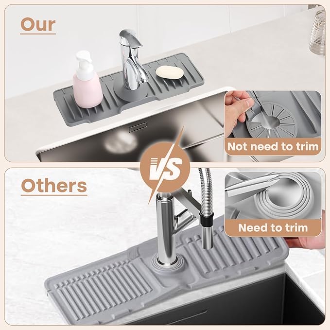 15.75 Inch kitchen Sink Faucet Mat, Silicone Sink Protector&Splash Guard
