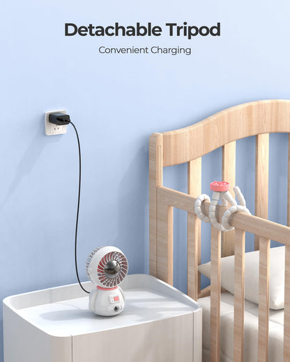 SLENPET Astronaut Portable Stroller Fan, Baby-Safe Clip-on with Detachable Flexible Tripod, Rechargeable Battery-Operated, 3-Speeds, 270° Rotation - Ideal for Car Seats, Cribs, Treadmills, Travel