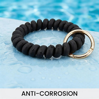 Black Stretchable Wristband Keychain, Diameter 2.36 Inches Durable Waterproof Wrist Key Holder with Adjustable Wristlet Strap - Ideal for Gym, Swimming, Sauna, Running, and Outdoor Activities（Unisex）
