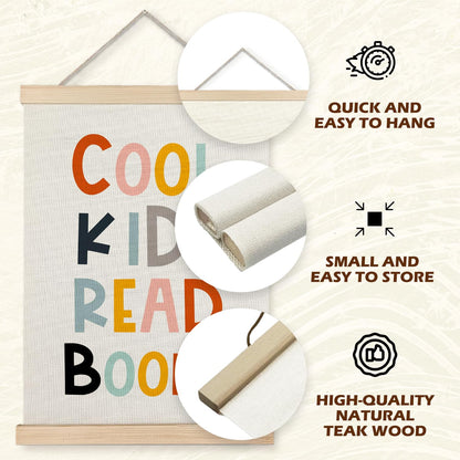 Supwhd Reading Wall Art, Cool Kids Read Books Wall Art Poster, Classroom Wall Decor, Reading Corner Decor, Reading Posters for Classroom Kids Room Playroom Nursery, 12x16 Inches