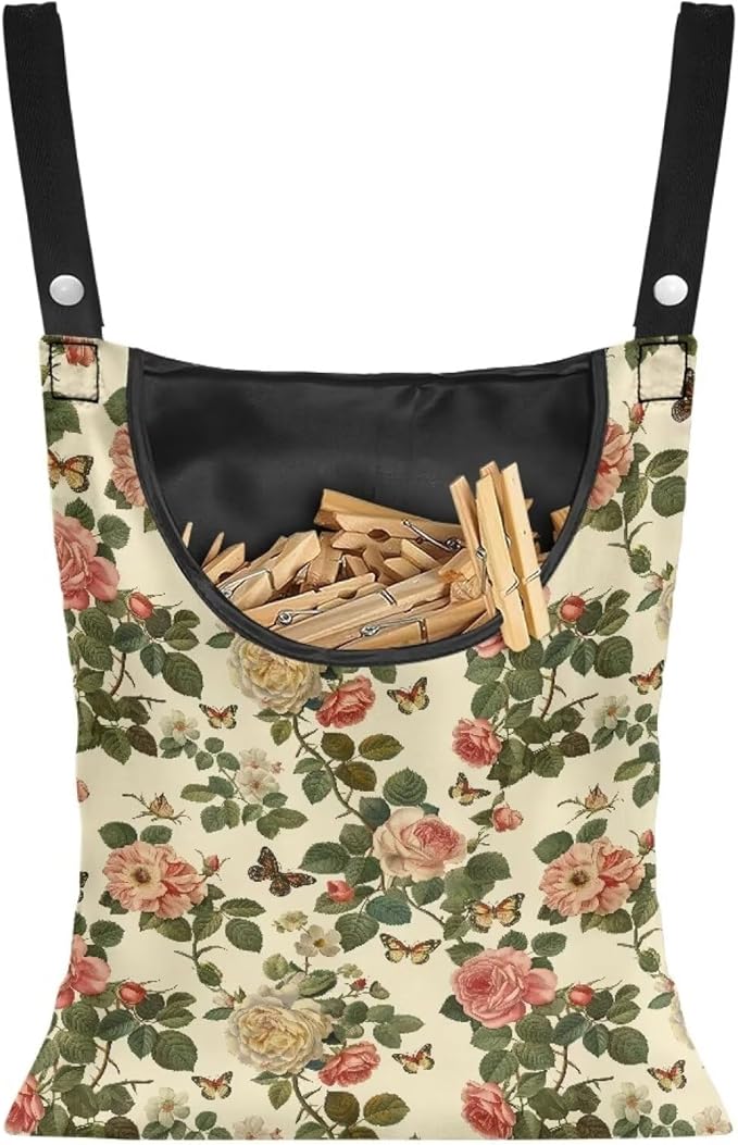 Floral Clothes Pin Hanging Bag