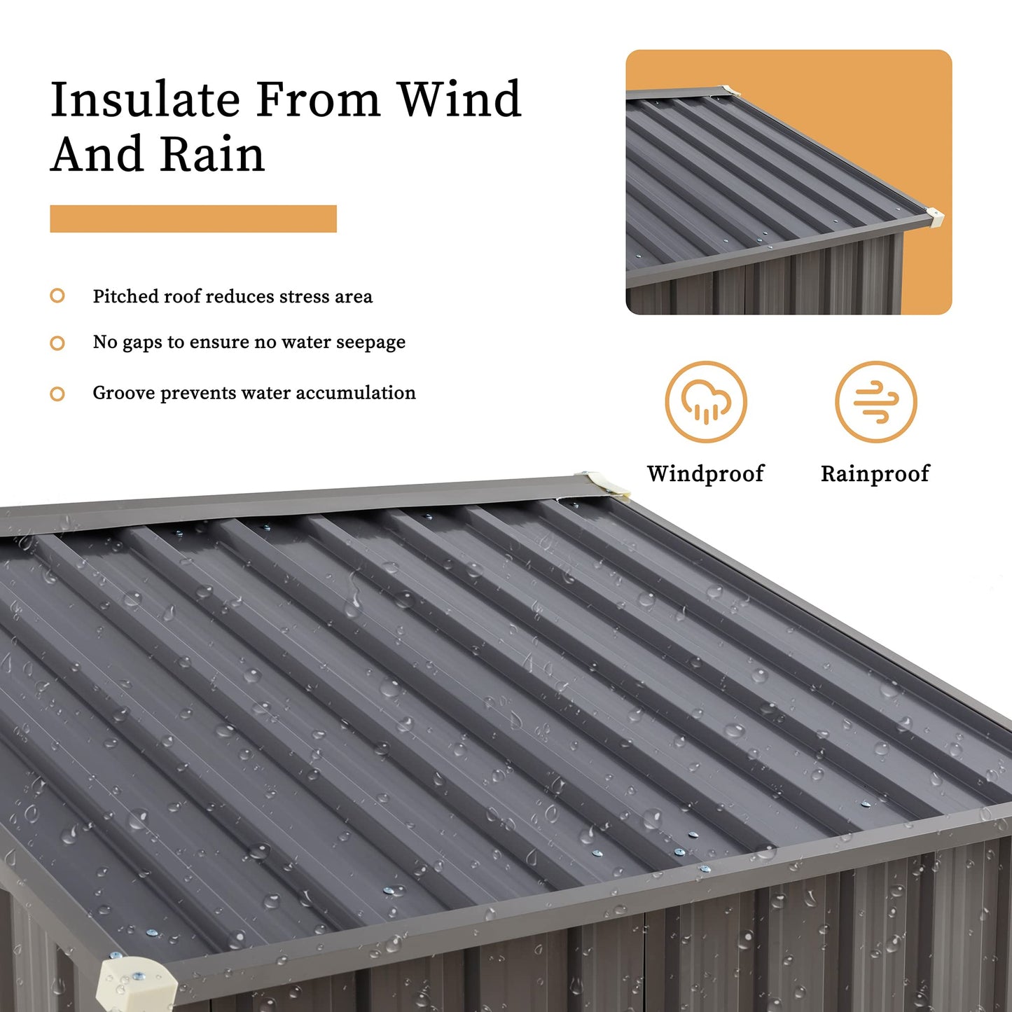 Vongrasig 5 x 3 x 6 FT Outdoor Storage Shed, Metal Tool Shed Clearance Garden Steel Shed with Side Window and Lockable Door Waterproof Tool Shed for Backyard Patio, Lawn (Gray)