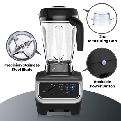 iCucina 1500w Blender for Kitchen with Pre-set Blending Programs, 64oz Heavy Duty Profession-grade Blender for Smoothies, Soups, Dips, Nut Butters, BPA-Free Tritan Jar