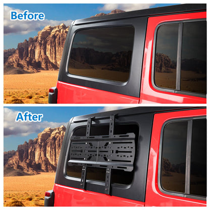 Rear Window Storage Molle Panel Kit for Jeep Wrangler JL 2018-2024 - Cargo Bracket Mounting Plate Kit with Recovery Traction Boards and Shovel Mount