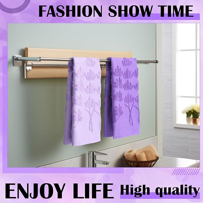 2 Pcs Lavender Hand Towels for Bathroom Purple Lavender Bathroom Hand Towel
