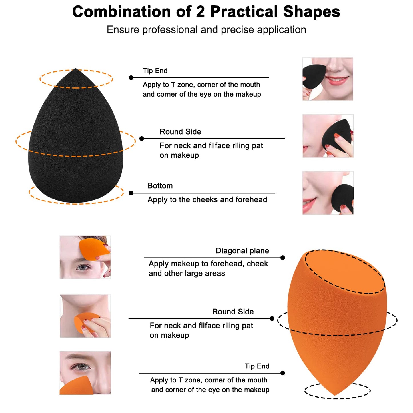 12 Pieces Professional Makeup Sponge Set,Latex Free Flawless Soft Setting Face Puffs,Multicolor Beauty Sponge Blender Cosmetic Applicator for Powder,Liquid,Facial Makeup Tools