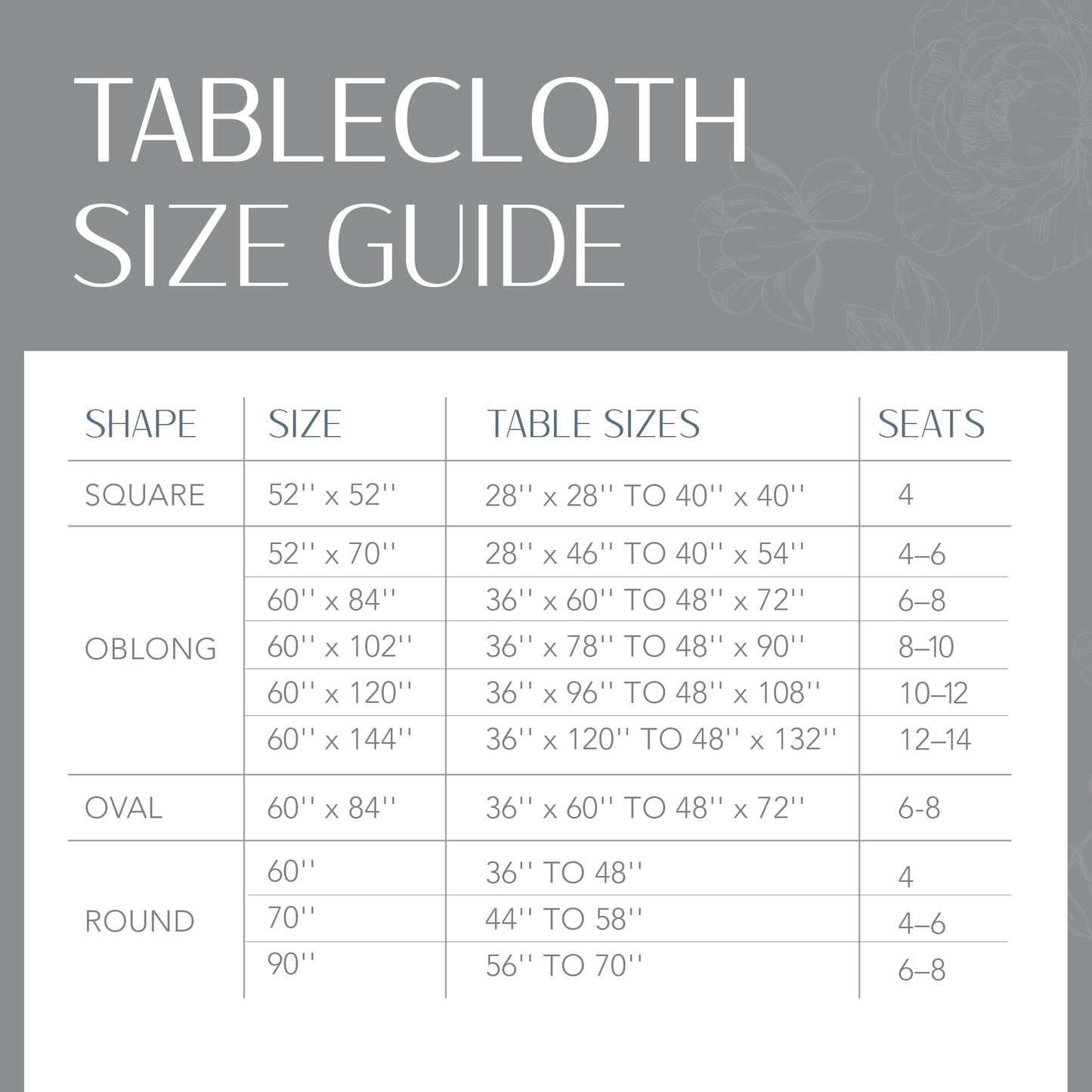 Threadmade Continental Solid Texture Water Resistant Tablecloth, Gray - 60" W x 84" L