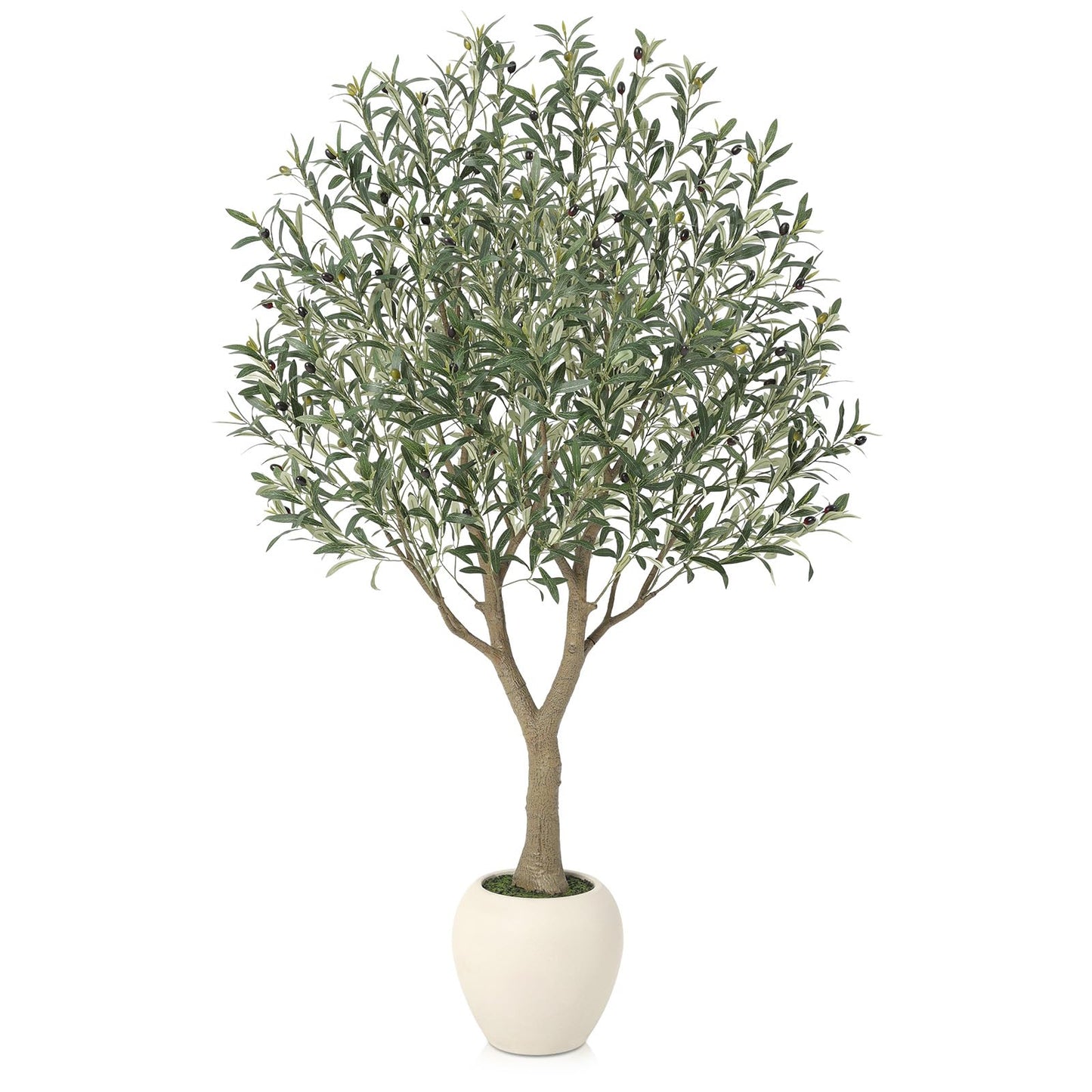 VeriNatural Olive Trees Artificial Indoor,6Ft Large Faux Plants,Tall Fake Tree with 12in White Round Planter,Full & Lush Faux Olive Tree for Home Decor Living Room, Office or Bedroom,Housewarming