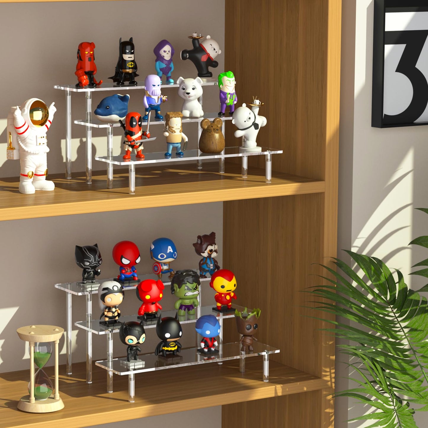 3 Tier Acrylic Display Risers, Large Perfume Organizer Stand, Clear Cupcake Stand Holder, Display Shelves for Figurines, Dessert Shelf for Party, Risers Display Stand for Decoration (2 Pack)