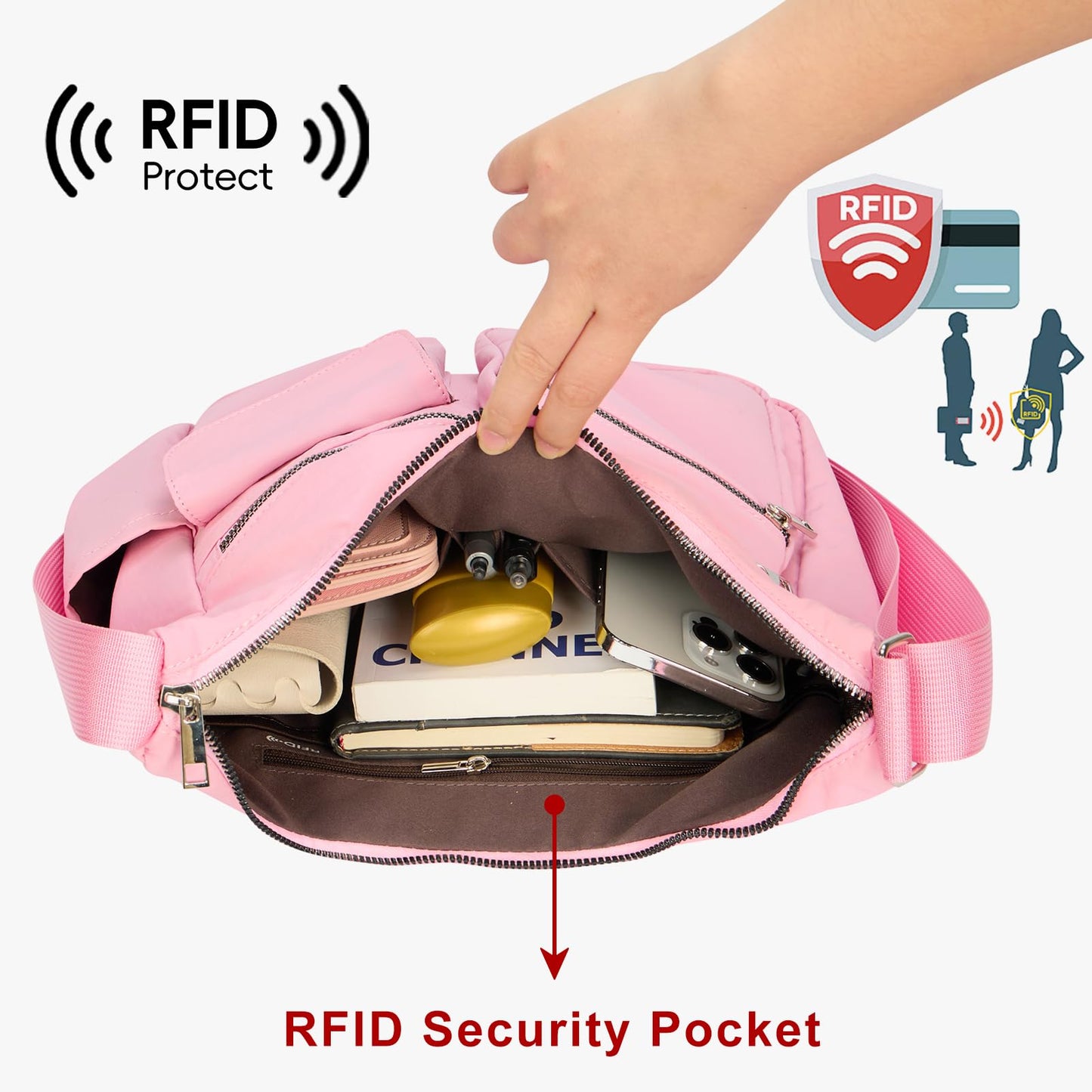 CLUCI Travel Purses for Women, Waterproof Nylon Crossbody Bags for Woman Trendy, Anti Theft Shoulder Handbags for Ladies