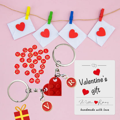 Smilelife Personalized Brick Matching Heart Keychains - Gifts for Mom, Dad, Couple, Boyfriend, Girlfriend, Lovers (Red)