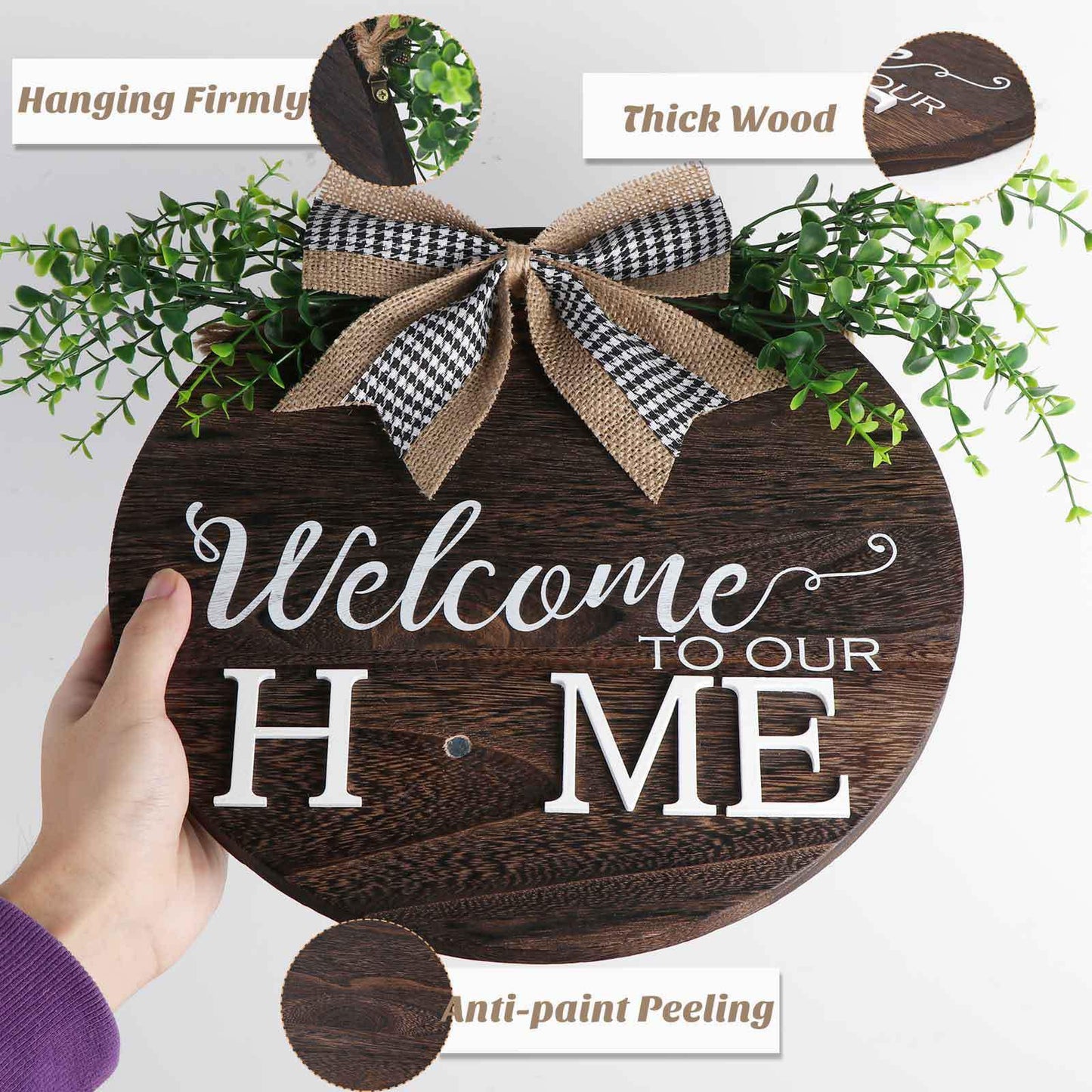 Yonuni 12x12 Inch Interchangeable Welcome to Our Home Door Sign