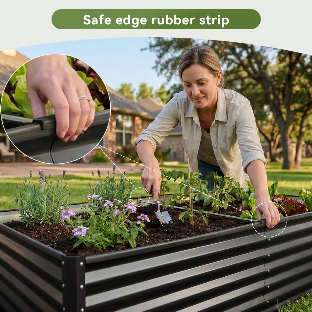 COMHOMA 2 Pack Galvanized Raised Garden Bed,6x3x2ft Large Metal Planter Box for Outdoor Vegetables,Corrugated Steel Herbed Plants Container,Extra Deep Gardeners Kits with Open Bottom