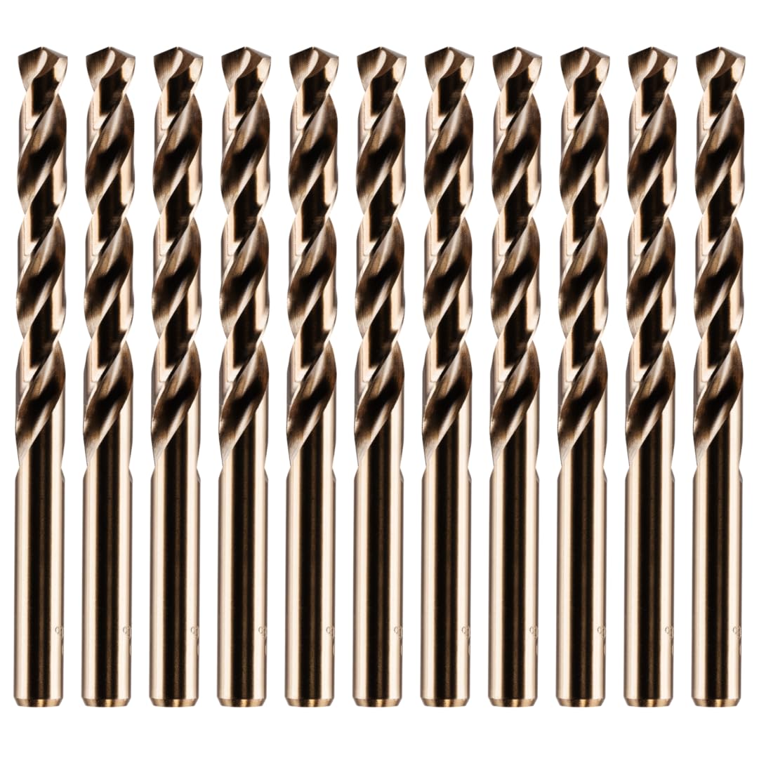 Rennie Tools - Box of 10 x 4mm HSS Gold Cobalt Jobber Drill Bit Set For Stainless Steel, Hard Metals, Aluminium, Cast Iron, Copper. Twist Drill Bit Sets Supplied In A Box. 4mm Drill Bit Set