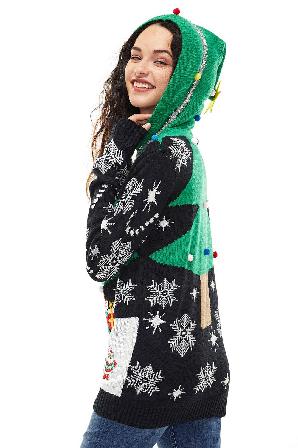 Women Ugly Christmas Hoodie for Adult Men`s Unisex Xmas Hooded Sweater Pullover for Party Festive A Season Star was Born Medium