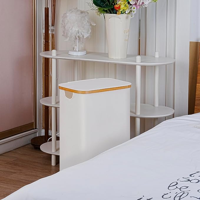100L Laundry Hamper with Lid, Lagre Basket with Bamboo Handles, Foldable