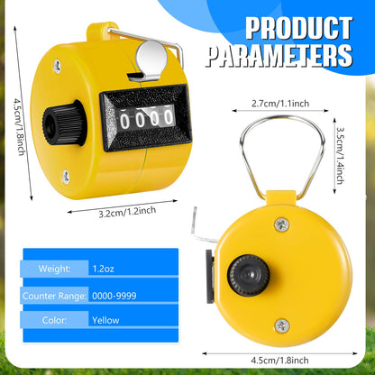 TOODOO 6 Pack Hand Tally Counter 4 Digit Mechanical Palm Clicker Plastic Hand Held Counter Clicker with Metal Finger Ring for School Golf Sports Events Office Stadium(Yellow)