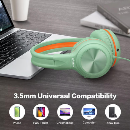 SIMOLIO 2 Pack Headphones for Laptop, Computer, Cell Phone & Tablet with 3.5mm Jack, Adults & Kids Headphones Wired, Plug in Head Phones for Laptop,Travel with Aux 3.5 mm Jack
