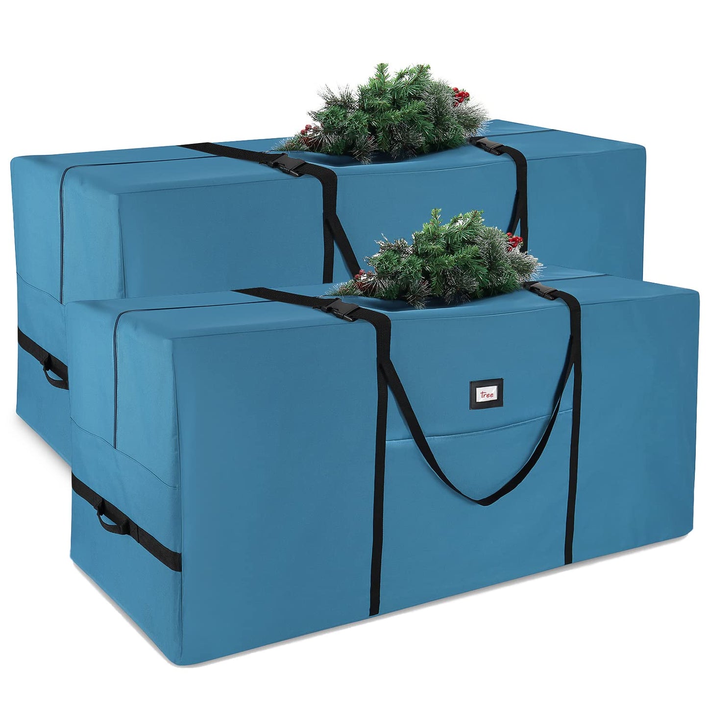 Hearth & Harbor 7.5 ft Christmas Tree Storage Bag - Artificial Christmas Tree Bag with Reinforced Handles, Dual Zipper, Wide Opening - Large Storage Container for Trees and Decorations, 2 Piece set