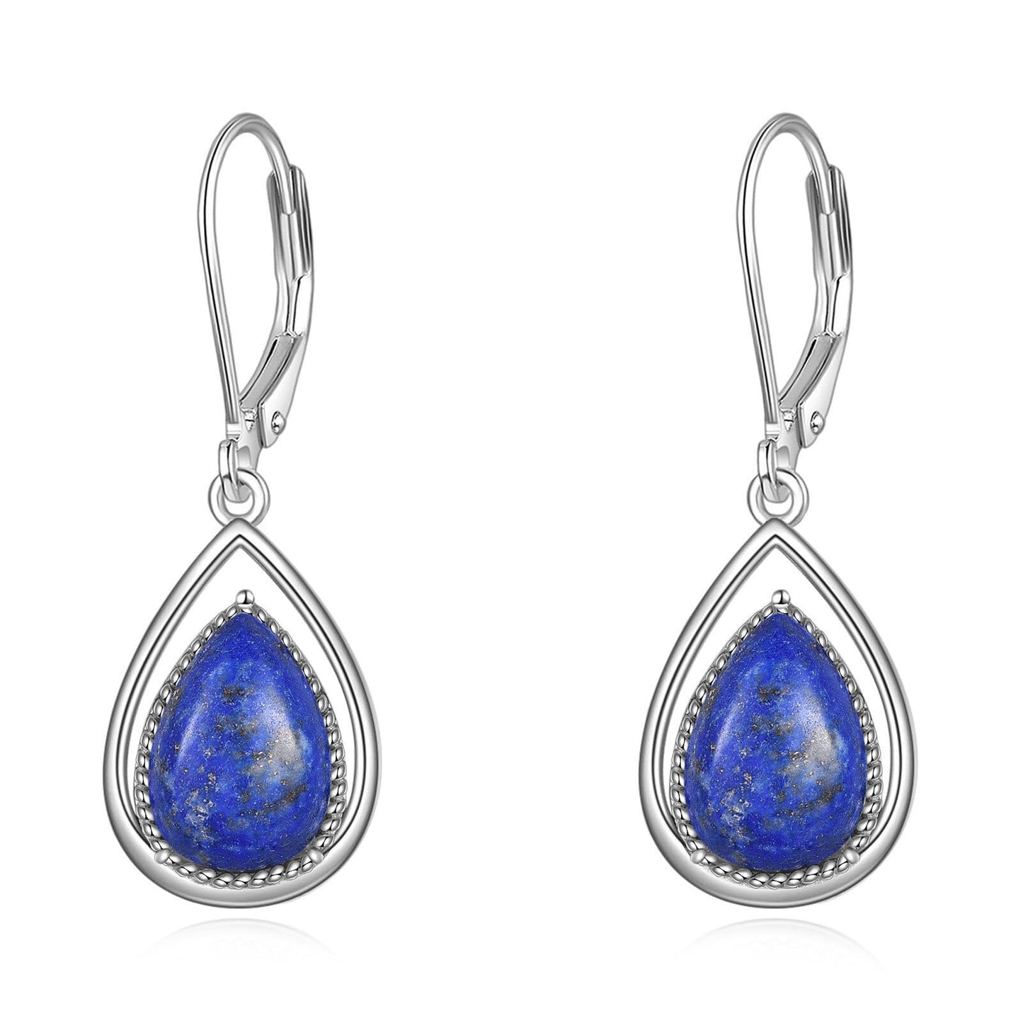 VONALA Lapis Lazuli Dangle Earrings 925 Sterling Silver Lapis Teardrop Leverback Earrings Jewelry Gifts for Women