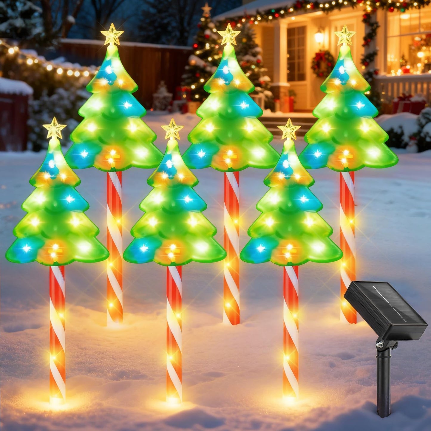 Christmas Solar Lights Outdoor Pathway: 6 Pack 25inch Solar Christmas Decorations Outdoor, Solar-Powered Xmas Tree Candy Cane Lights Outside for Yard Garden Walkway Driveway Christmas Decor