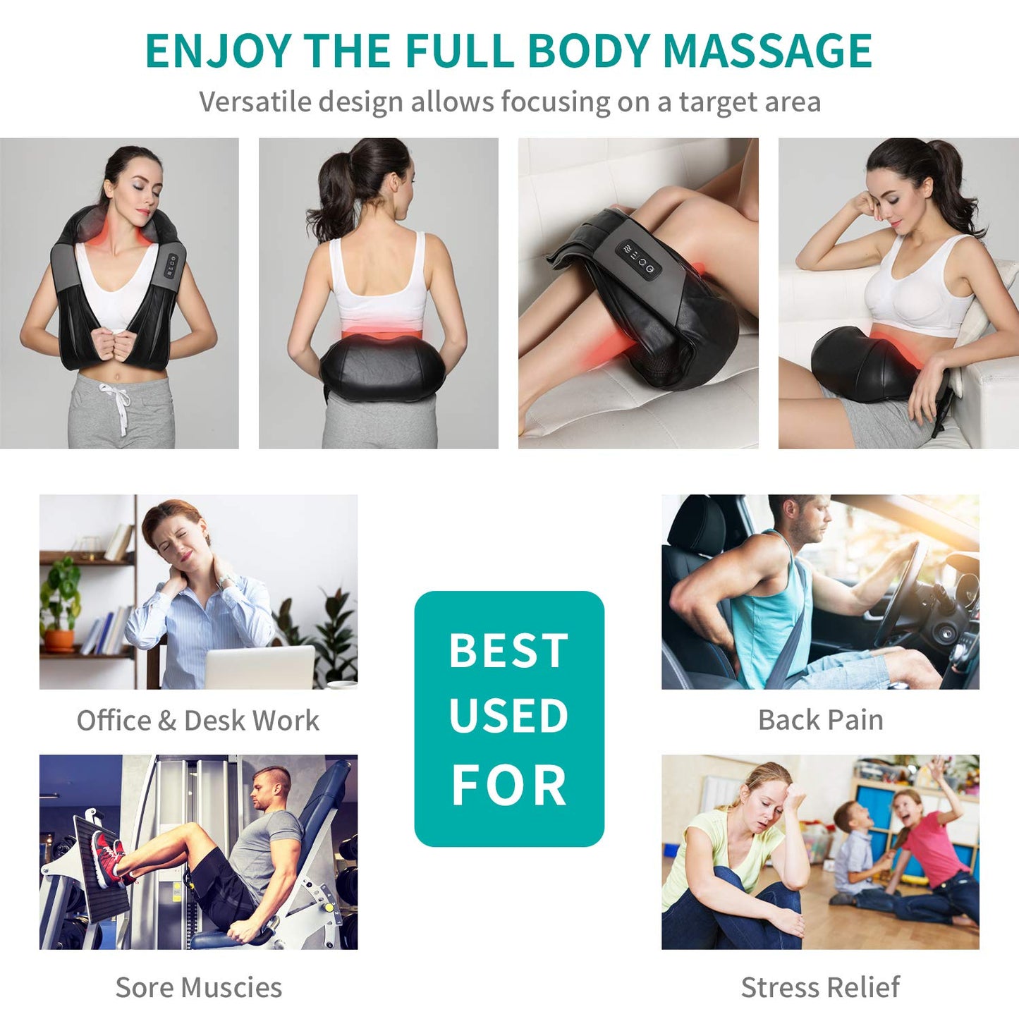 Nekteck Neck Massager for Pain Relief Deep Tissue, FSA Eligible Shiatsu Back Massager with Heating 3D Kneading Massage Pillow for Shoulder Leg Muscle, Office Home Car Use, HSA Eligible, Plug-in Use