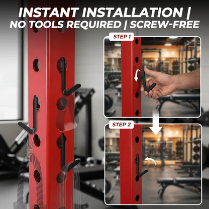 Lights Mountain Power Rack Hooks 10 Pack, J Hooks for Squat Rack, Heavy Duty Gym Storage Hooks for Resistance Bands, Belts, Chains & Cable Attachments & Accessories, Fits 5/8" & 1" Holes