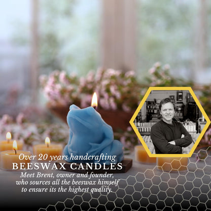 Big Dipper Wax Works Sky Blue Frog Candle, Hand-Sculpted Pure Beeswax, 2.5” × 3.5”, 24-Hour Clean Burn, Eco-Friendly Unscented Home Décor, Whimsical Garden Candle Made in USA