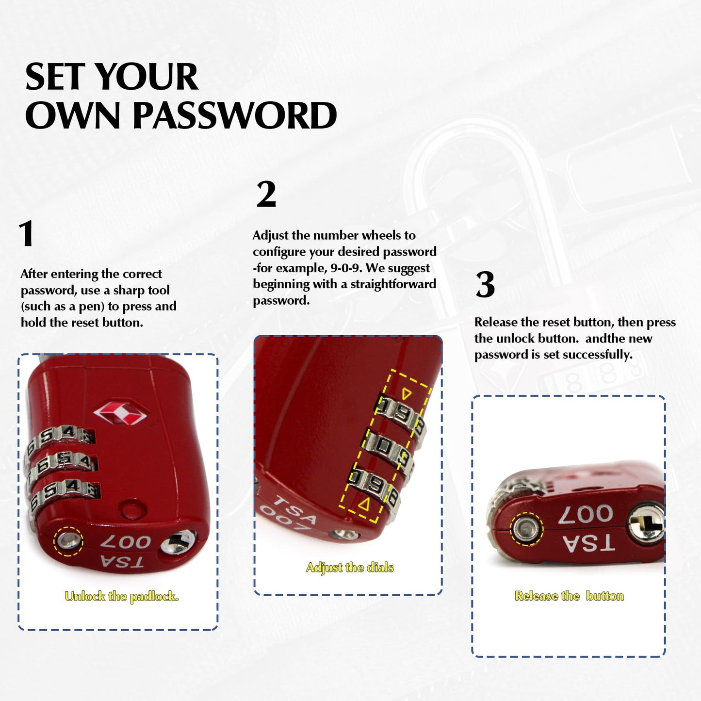 Zoofen 2 Pack Cable Luggage Locks TSA Approved,3-Digit Combination Lock with Alloy Body,TSA Accepted Padlock for Luggage/Suitcase/Backpack/Lockers/Bags/Gym(ZJY-821,Red)