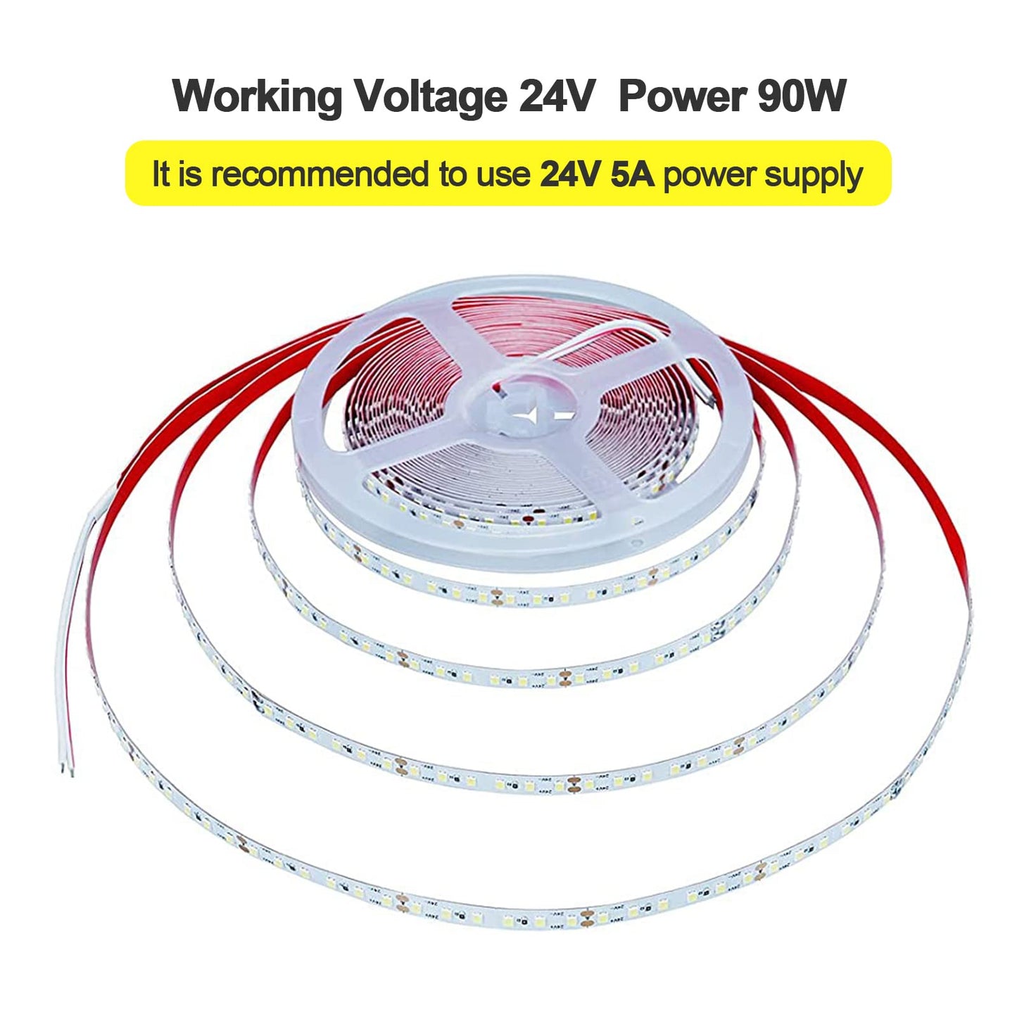 KXZM DC 24V 32.8ft(10M) LED Strip Light Natural White 4000K 1200LEDs 2835 SMD 90W High Brightness 7200LM No-Waterproof IP20 Flexible Ribbon for Hallways Stairs Decoration Lighting(No Power Supply)