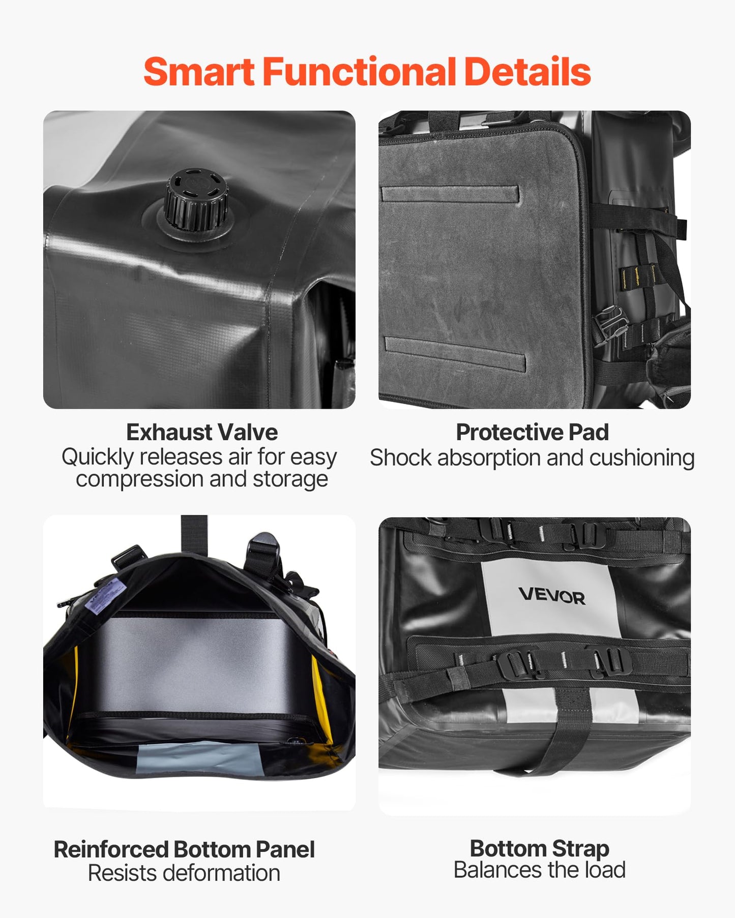 VEVOR Motorcycle Saddle Bags, 56L(28L*2) Waterproof Motorcycle Luggage Saddlebags Set of 2 with Detachable Shoulder Strap, Heavy-Duty Shoulder Bag Fit for Most Outdoor Adventure Sports Motorbike