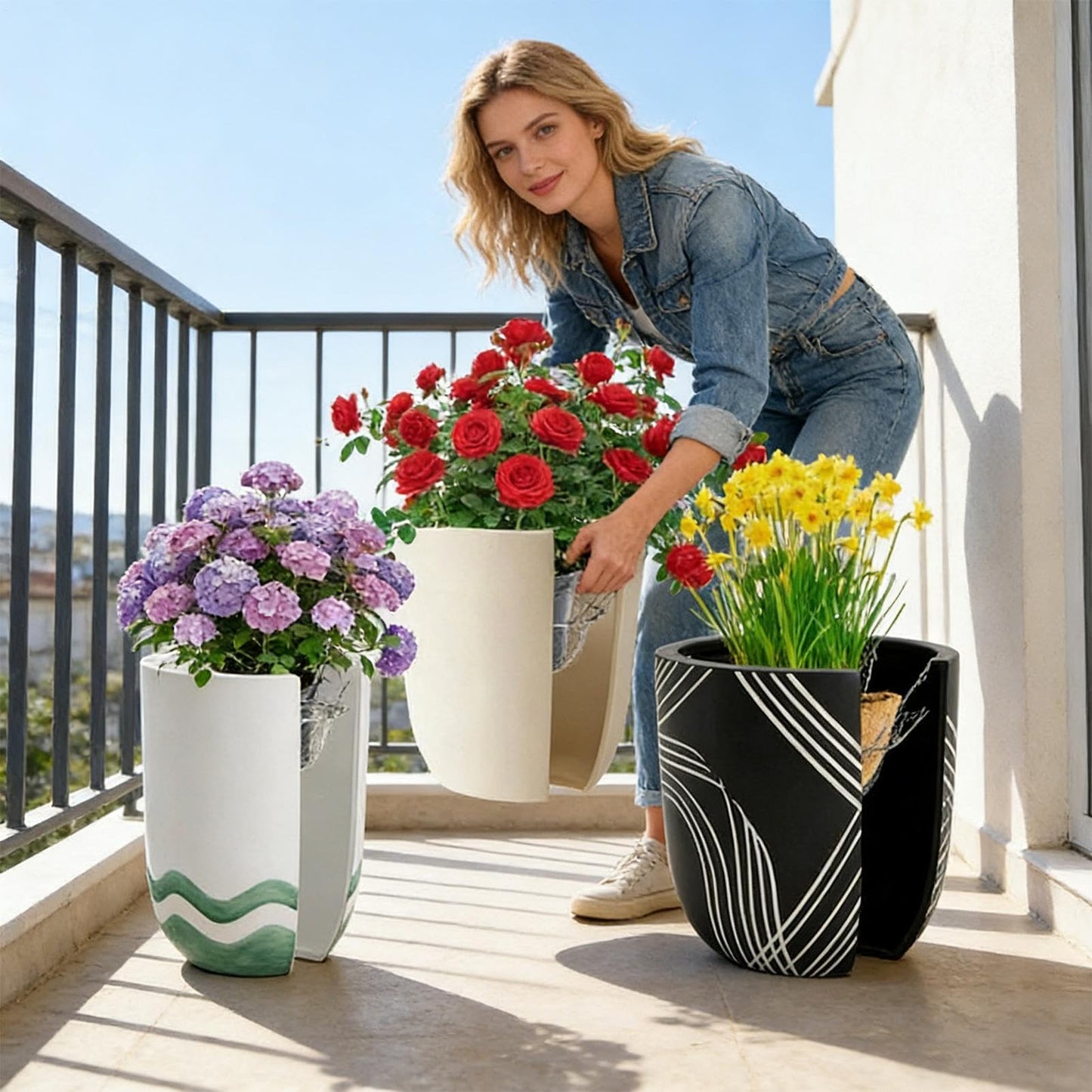 Adjustable Planter Insert - Stainless Steel Rustproof Pot with Hanging Chains | Heavy Duty Expandable Plant Filler, Durable Mesh Base, Easy Lift Design & Secure Placement for Indoor Outdoor Flowers Po