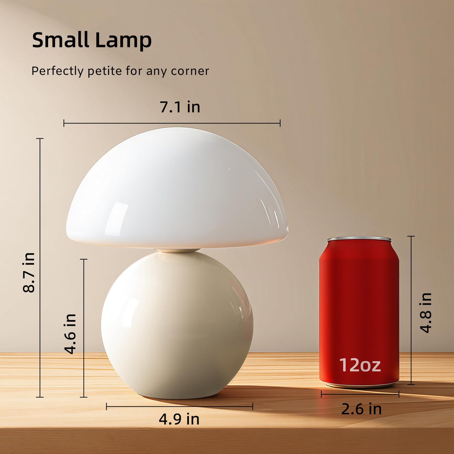 Dawnwake Mushroom Lamp Table Lamp for Bedroom,Desk Bedside Small Lamps for Living Room Night Stands,Mushroom Decor Cute Mini Modern Mid Century Lamps,Unique Aesthetic Home Living Room Decor(White)