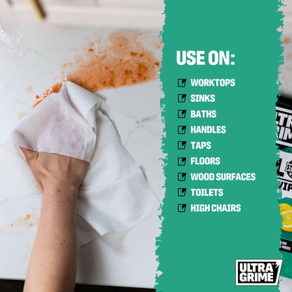 UltraGrime Antibac Clothwipes 80 Thick Large Wipe Pack - large wetwipes - cleaning clothwipes antibac - multi purpose - antibac hand clothwipes industrial clothwipes toilet