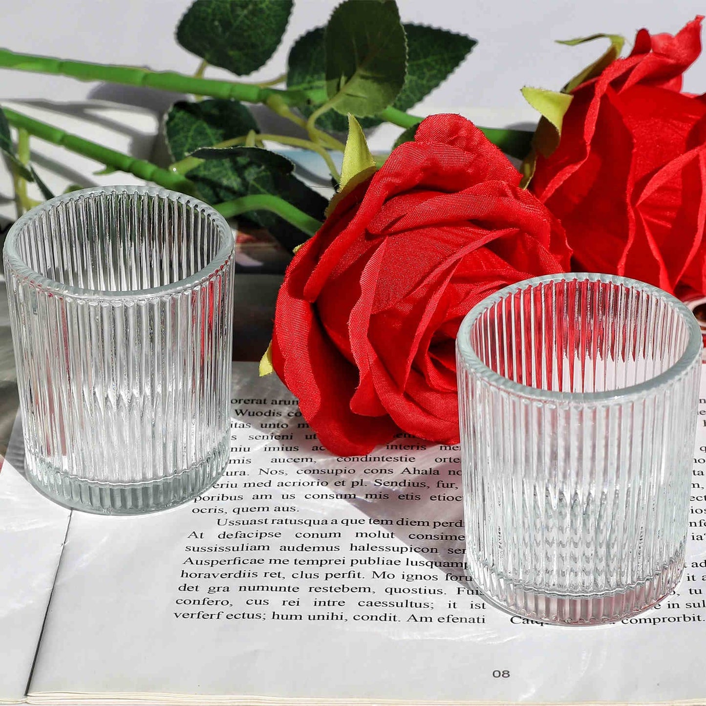 VOHO Clear Votive Candle Holders for Table Centerpiece, Glass Candle Holder Bulk Set of 12, Glass Votive Holder for Home Decor & Holiday Decor(2.1 x 2.6 Inch, Clear)