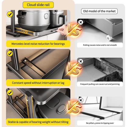 PureBox Adjustable Height Microwave Stand, Heavy Duty Metal Kitchen Appliance Shelf with Slide Out Storage for Air Fryer, Coffee Maker & Small Appliances