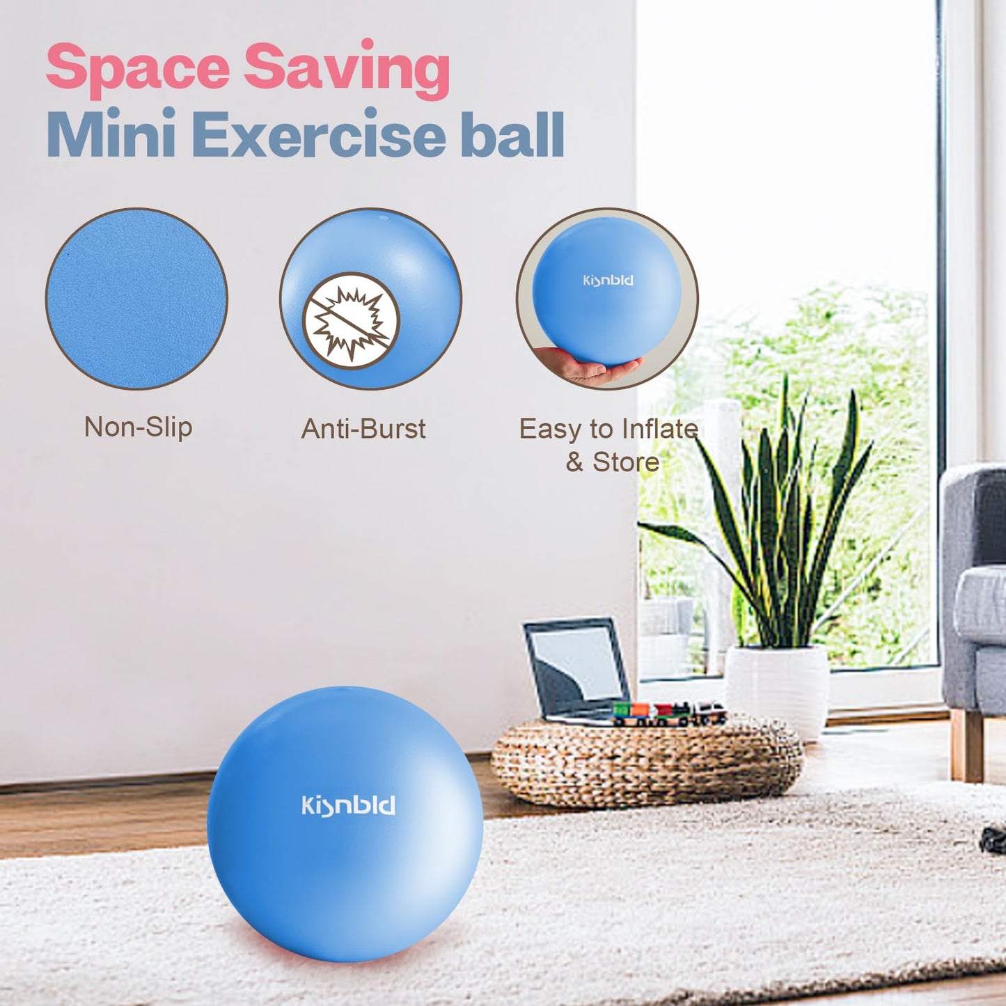Small Exercise Ball, 9 Inch Mini Pilates Ball, Anti Burst and Slip Resistant Mini Yoga Ball for Stability, Fitness, Physical Therapy, Stretching & Core Strength Workout at Home Gym & Office