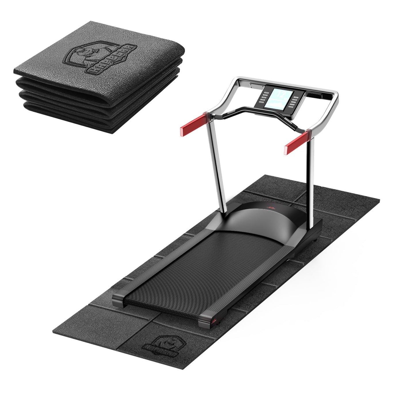 HAPBEAR Treadmill Mat, 55"x24"/68"x24"/79"x35.5" Non-Slip Foldable Exercise Equipment Mat for Walking Pad, Weight Bench, Noise Reducing Shock Absorbing Floor Protector for Home Gym, Carpet & Hardwood Floors