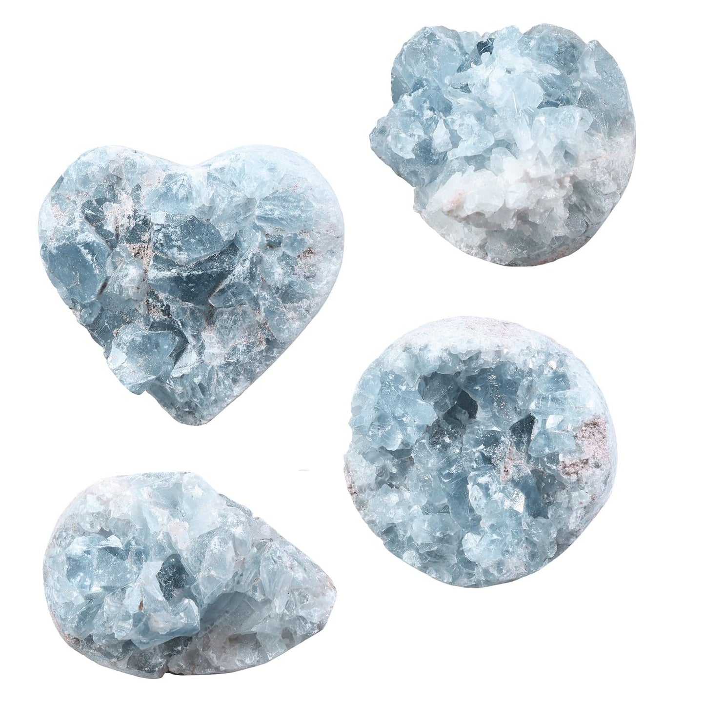 dssmboom Natural Rough Blue Celestite Crystal Mineral Specimen for Crystal Collection, Irregular Geode Celestine Raw Stone for Home Office Decor & Chakra Balancing, 0.98"-1.77"