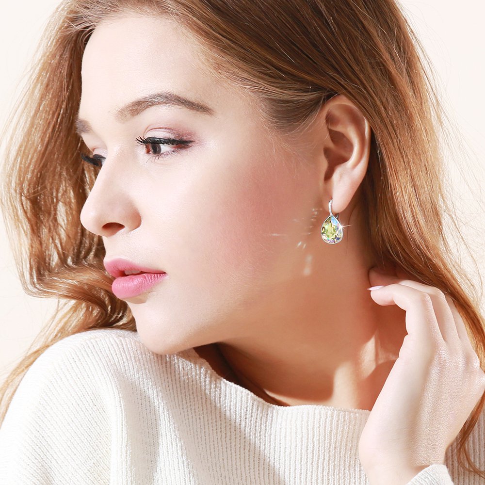 Xuping Jewelry Fashion Huggies Crystal Earring for Women (Apple Green)