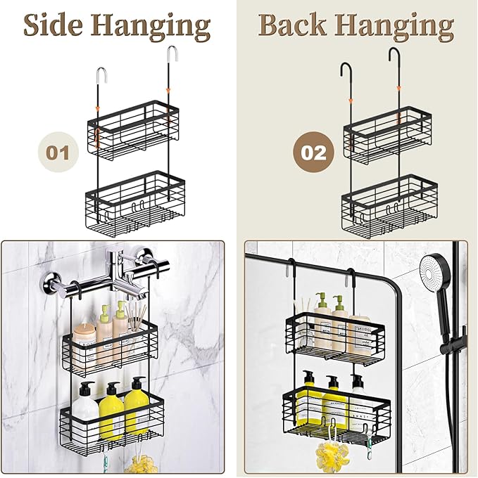 DELLAN 2-Tier Shower Hanging Caddy, Shower Rack